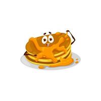 cartone animato pancake con caramello e miele vettore