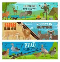 a caccia sport, cacciatore, pistola, animale, uccello banner vettore