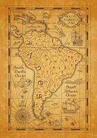 antico carta geografica di Sud America su vecchio pergamena vettore