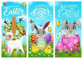 contento Pasqua vacanza, conigli, pulcini e pecora vettore