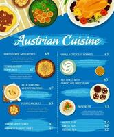 austriaco cibo ristorante pasti menù vettore copertina