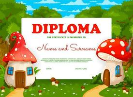 bambini diploma con fiaba cartone animato fungo Casa vettore