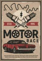 retrò macchine gare, Vintage ▾ motori rally manifesto vettore