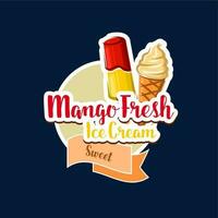 Mango ghiaccio crema, dolce cibo e congelato dolci vettore