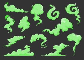verde cattivo odore cartone animato nuvole, puzza, odore, Fumo vettore
