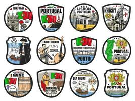 Portogallo viaggio e punto di riferimento vettore icone