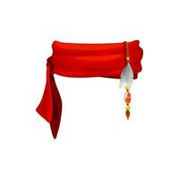 rosso bandana pirata copricapo, sciarpa con piume vettore