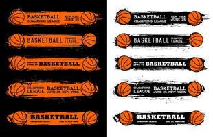 pallacanestro sport grunge banner con arancia palle vettore