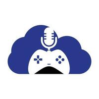 gioco Podcast e nube forma concetto logo design. vettore