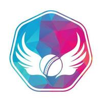 cricket gli sport vettore logo design modello. cricket palla con Ali icona design.