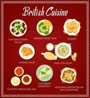 Britannico cucina pasti menù pagina vettore modello