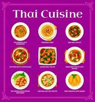 tailandese cucina pasti e piatti menù pagina design vettore