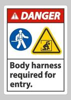 segnale di pericolo imbracatura per il corpo necessaria per l'ingresso vettore