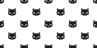 gatto senza soluzione di continuità modello vettore Halloween nero gattino viso calicò sciarpa isolato piastrella sfondo ripetere sfondo