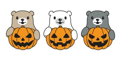 orso vettore polare orso zucca Halloween cartone animato personaggio icona logo illustrazione simbolo