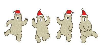 orso vettore polare orso Natale Santa Claus danza cartone animato personaggio scarabocchio illustrazione