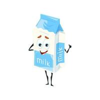 cartone animato divertente latte carattere, latteria cibo e bevanda vettore