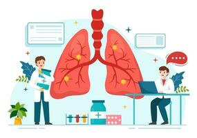 pneumologo vettore illustrazione con medico Pneumologia, polmoni respiratorio sistema visita medica e trattamento nel piatto cartone animato mano disegnato modelli