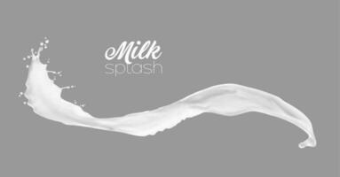 latte, Yogurt o crema isolato bianca onda spruzzo vettore