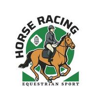 cavallo da corsa, equestre sport icona o emblema vettore