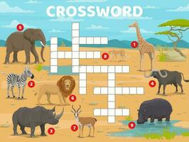 cruciverba quiz gioco con africano savana animali vettore