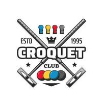 croquet attraversato mazze icona per sport gioco club vettore