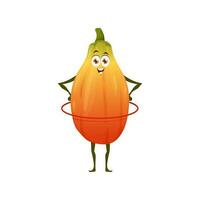 cartone animato papaia frutta personaggio con hula cerchio vettore