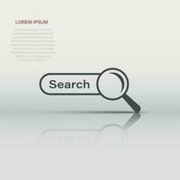 ricerca bar vettore ui elemento icona nel piatto stile. ricerca sito web modulo illustrazione campo. trova ricerca attività commerciale concetto.