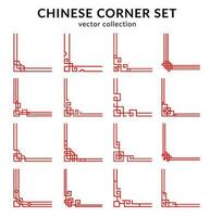 Cinese rosso telaio angoli e divisori impostato vettore