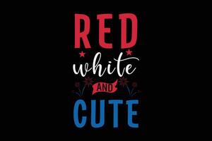 rosso bianca e carino 4 ° di luglio maglietta vettore