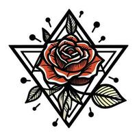 Rose fiore logo illustrazione Caratteristiche delicato e intricato particolari, Perfetto per la creazione di un elegante e romantico marca Immagine vettore