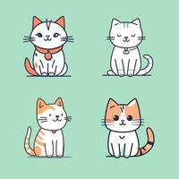 carino gatto kawaii cartone animato gattino Miao gattino illustrazione impostato collezione vettore