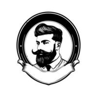 barbiere logo con un' classico del barbiere polo e tradizionale forbici, Perfetto per un' d'ispirazione vintage Guarda vettore