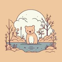 un' affascinante e adorabile kawaii orso illustrazione, Perfetto per uso nel figli di libri, siti web, o come un' carino portafortuna per qualunque marca o produc vettore