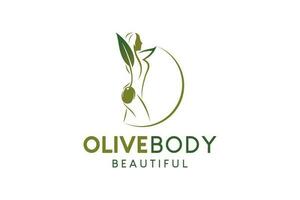 bellezza e cura donna corpo oliva logo design vettore