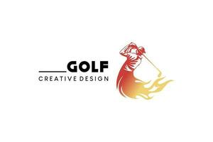 golf logo design con fuoco concetto vettore