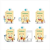 medico professione emoticon con premio carta cartone animato personaggio vettore