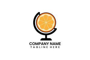 piatto globo viaggio arancia frutta logo icona modello vettore