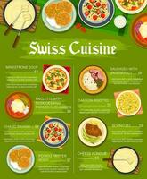 svizzero cibo pasti e piatti menù vettore modello
