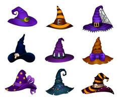 cartone animato Halloween cappelli di strega o maga vettore