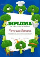 ragazzo diploma certificato cartone animato broccoli personaggio vettore