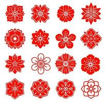 rosso Cinese, giapponese fiore, asiatico floreale modello vettore