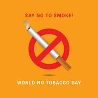 dire no per Fumo, mondo no tabacco giorno con sigaretta e proibito cartello consapevolezza sociale media inviare design modello vettore