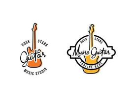 il musica Casa. un' musica negozio logo con un' chitarra silhouette vettore