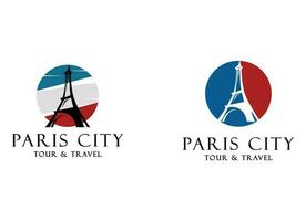 Parigi turista attrazione logo design. Parigi eiffel Torre viaggio punto di riferimento vettore design. Parigi famoso posti logotipo