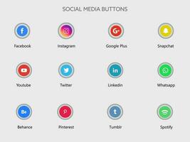 colorato sociale media pulsanti impostato su grigio sfondo. vettore