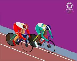 illustrazione di diverso Atletica da corsa bicicletta su strada traccia per campionato concetto. vettore