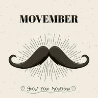 retrò stile manifesto o modello design con baffi e dato Messaggio come crescere il tuo baffi per Movember concetto. vettore