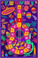 bambini gioco da tavolo messicano chitarra, sombrero, fiori vettore