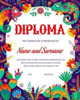 bambini diploma, messicano camaleonti e cactus vettore